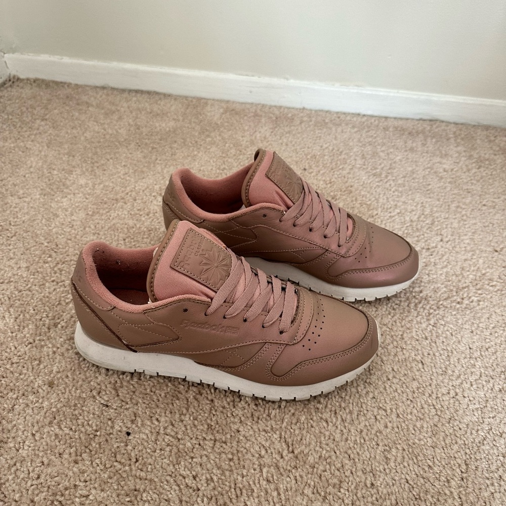 Reebok Classic Pearlized Rose Gold Leather Sneakers